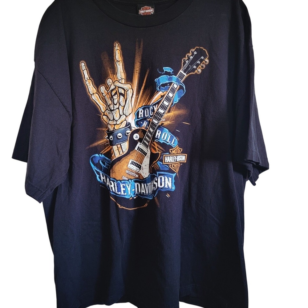 Harley Davidson Men's Rock N Roll Guitar T-Shirt 2022 Palm Beach Black 2XL